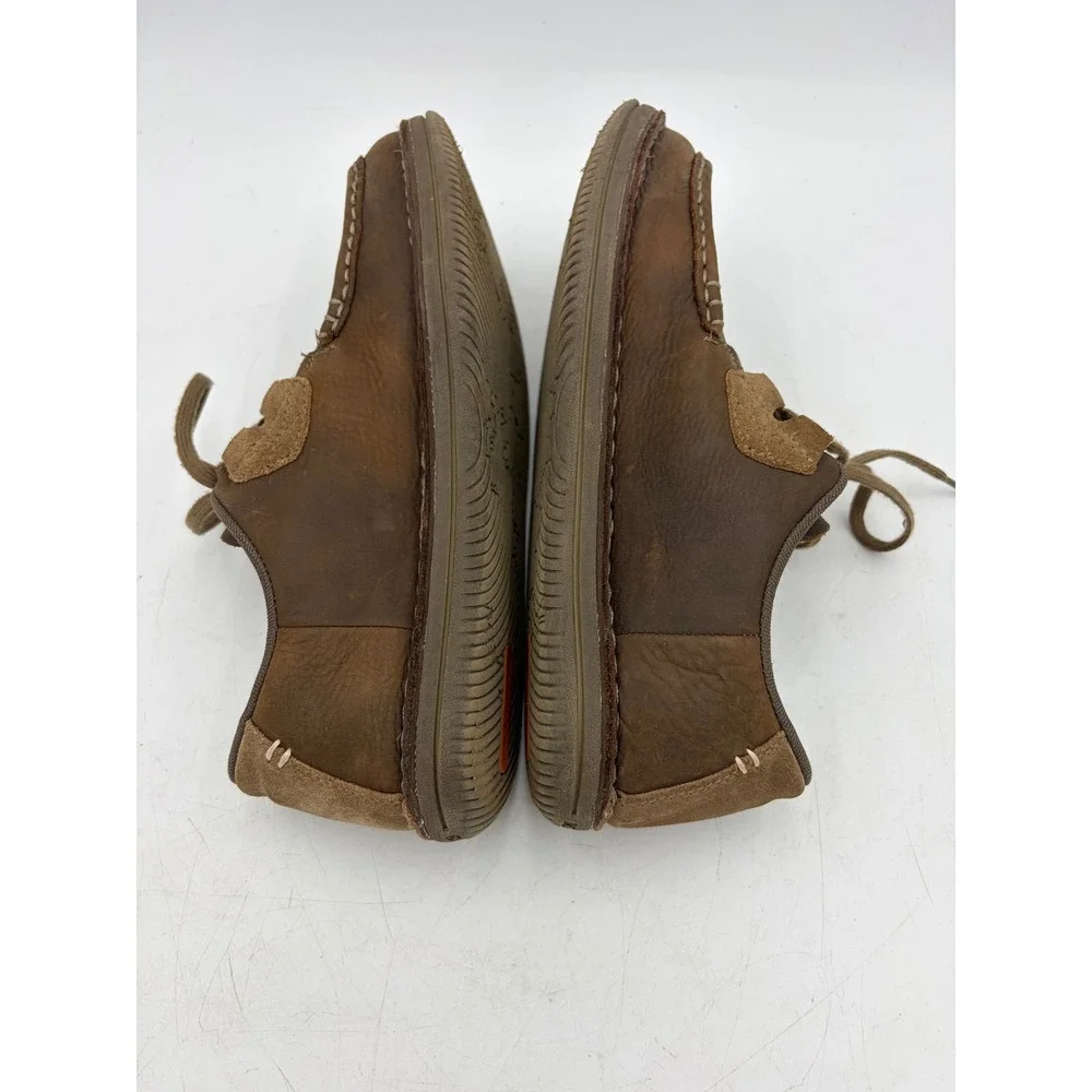 Merrell Bask Lace Shoes Moss Men 9‎ Moc Toe Brown Leather Comfort Lace Up J21981